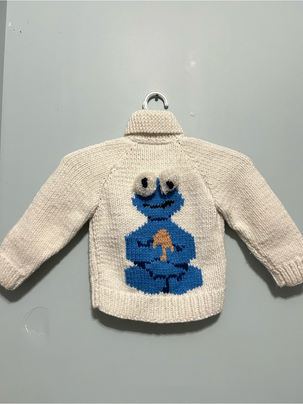 Vintage Kids hand Knit Sweater with Cookie Monster 2T